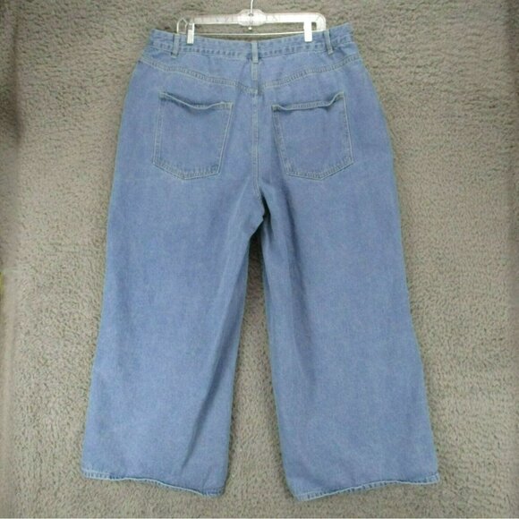Cider Jeans Womens 2XL Medium Wash High Rise Butterfly Cutout Wide Leg - Picture 8 of 10